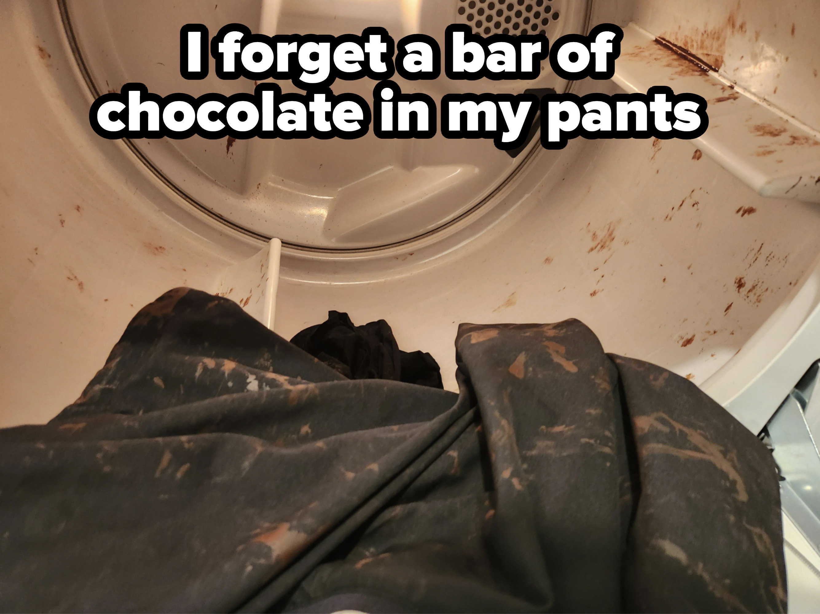 Clothes covered in chocolate
