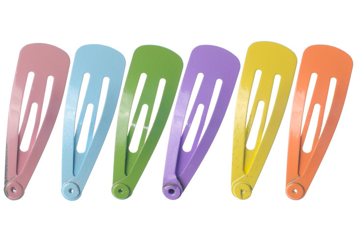 a row of colorful hair clips