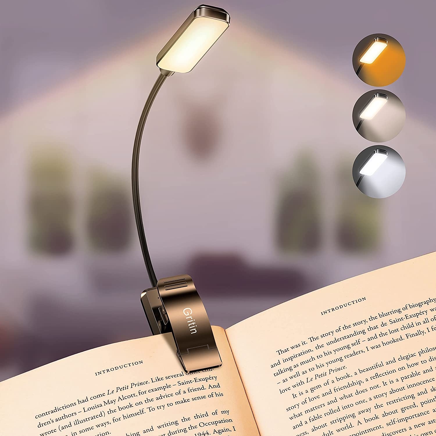 The book light on a book
