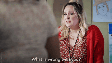 A woman cries and says &quot;what is wrong with you?&quot;
