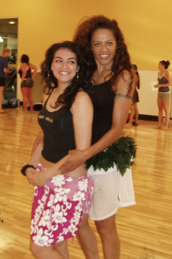 Morgan and her mother in a workout studio