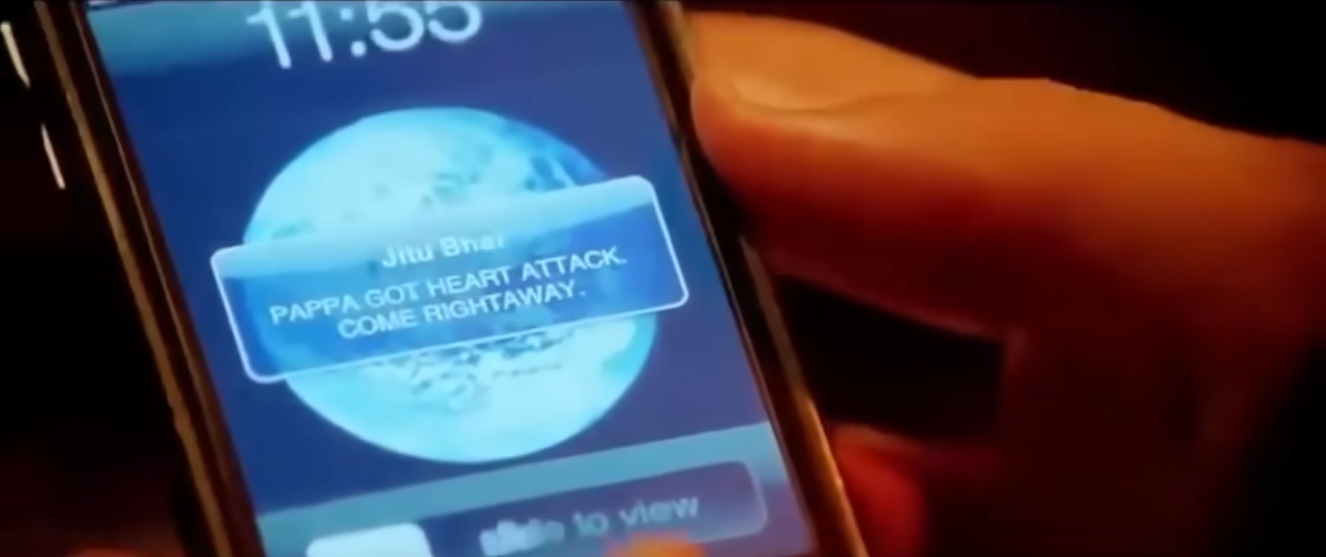 A phone with a text message on the screen