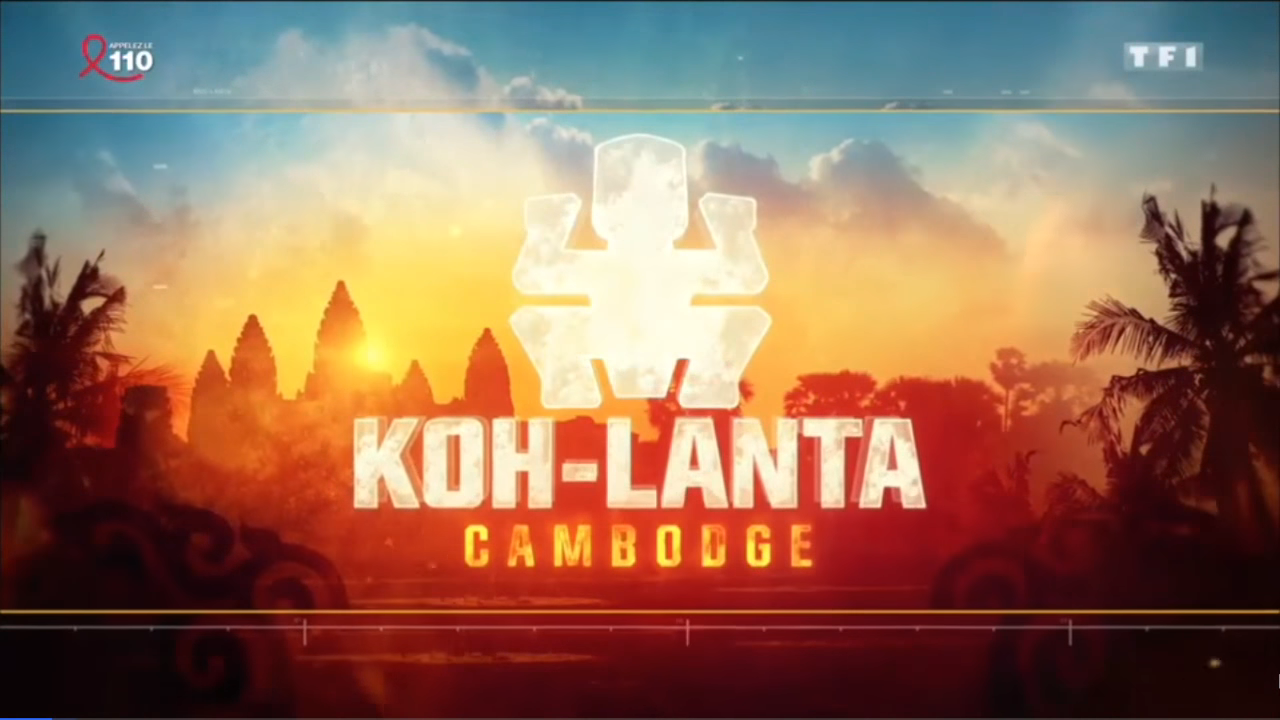 Koh Lanta show logo with palm trees silhouettes of temples in Cambodia