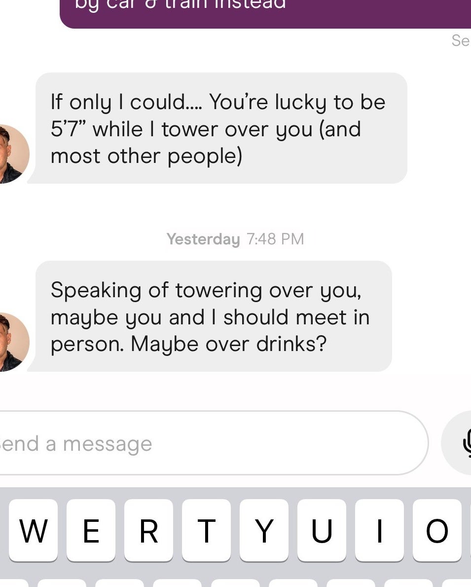 speaking of towering over you, maybe you and i should meet in person over drinks?