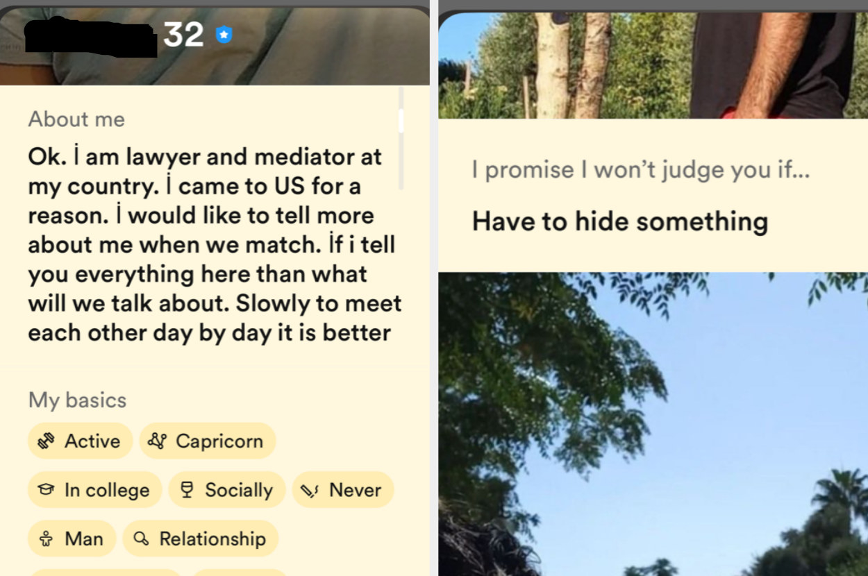 i would like to tell more about me when we match.. i promise i won&#x27;t judge you if you have to hide something