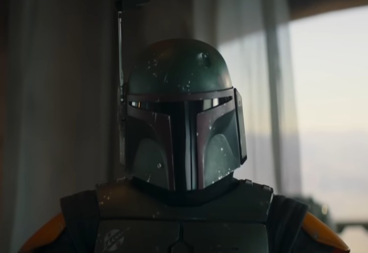Boba Fett after putting on his help about to take on a foe