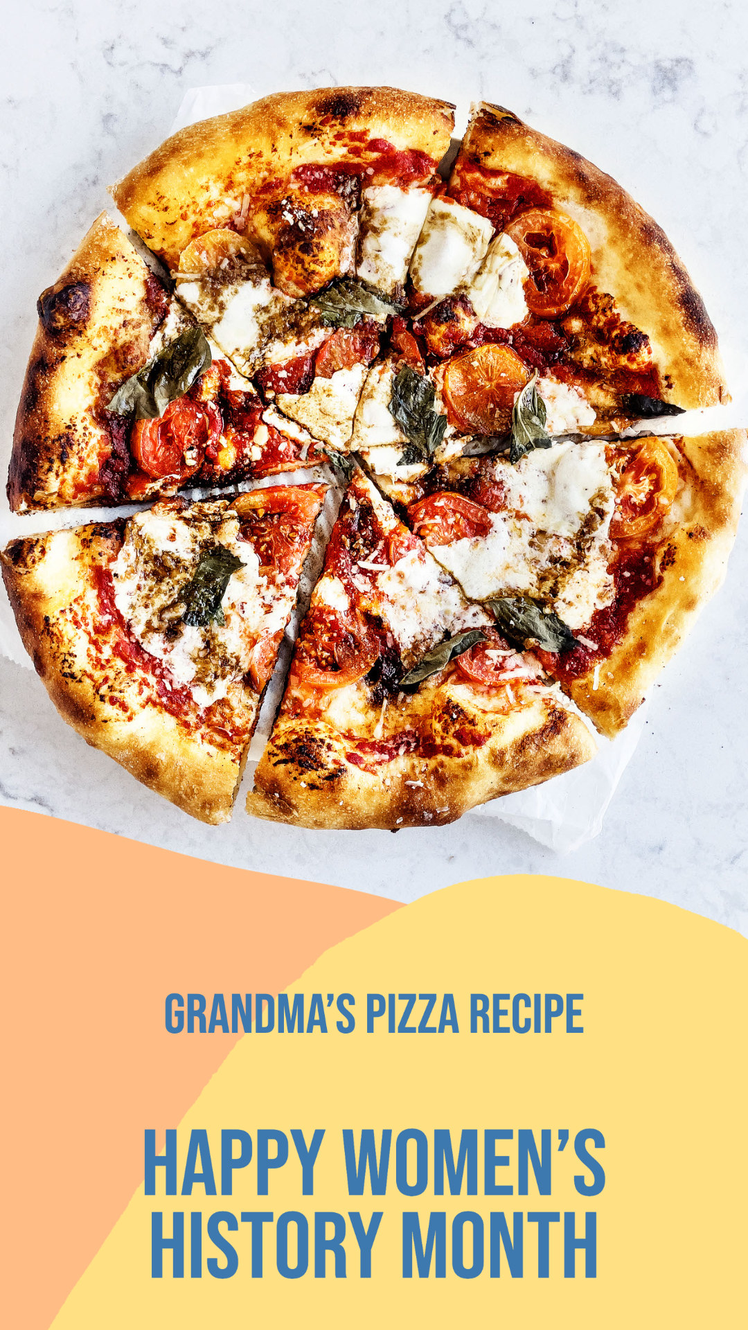 Graphic with photo of pizza