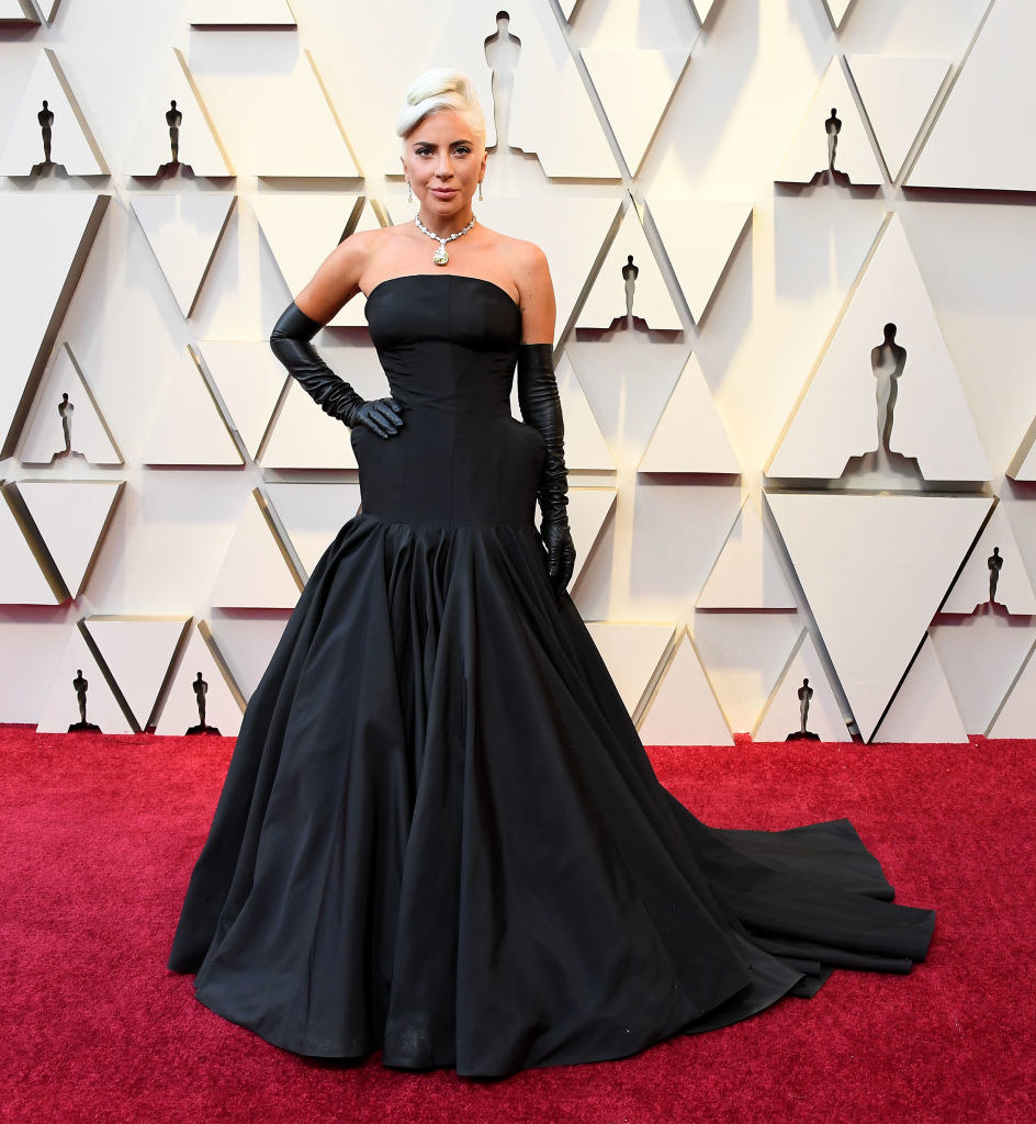 Lady Gaga in a gown on the red carpet