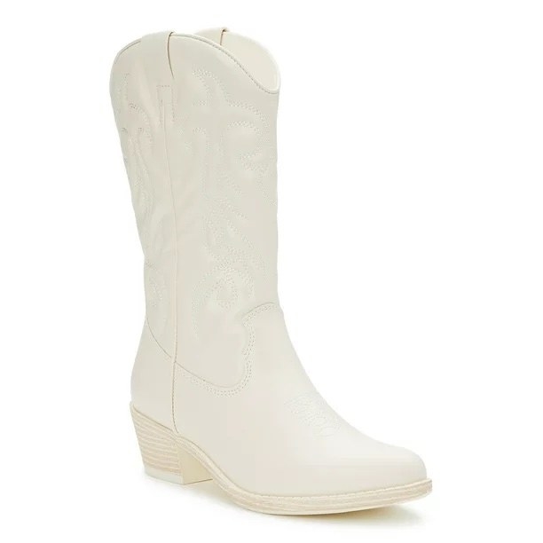 A white cowboy boot