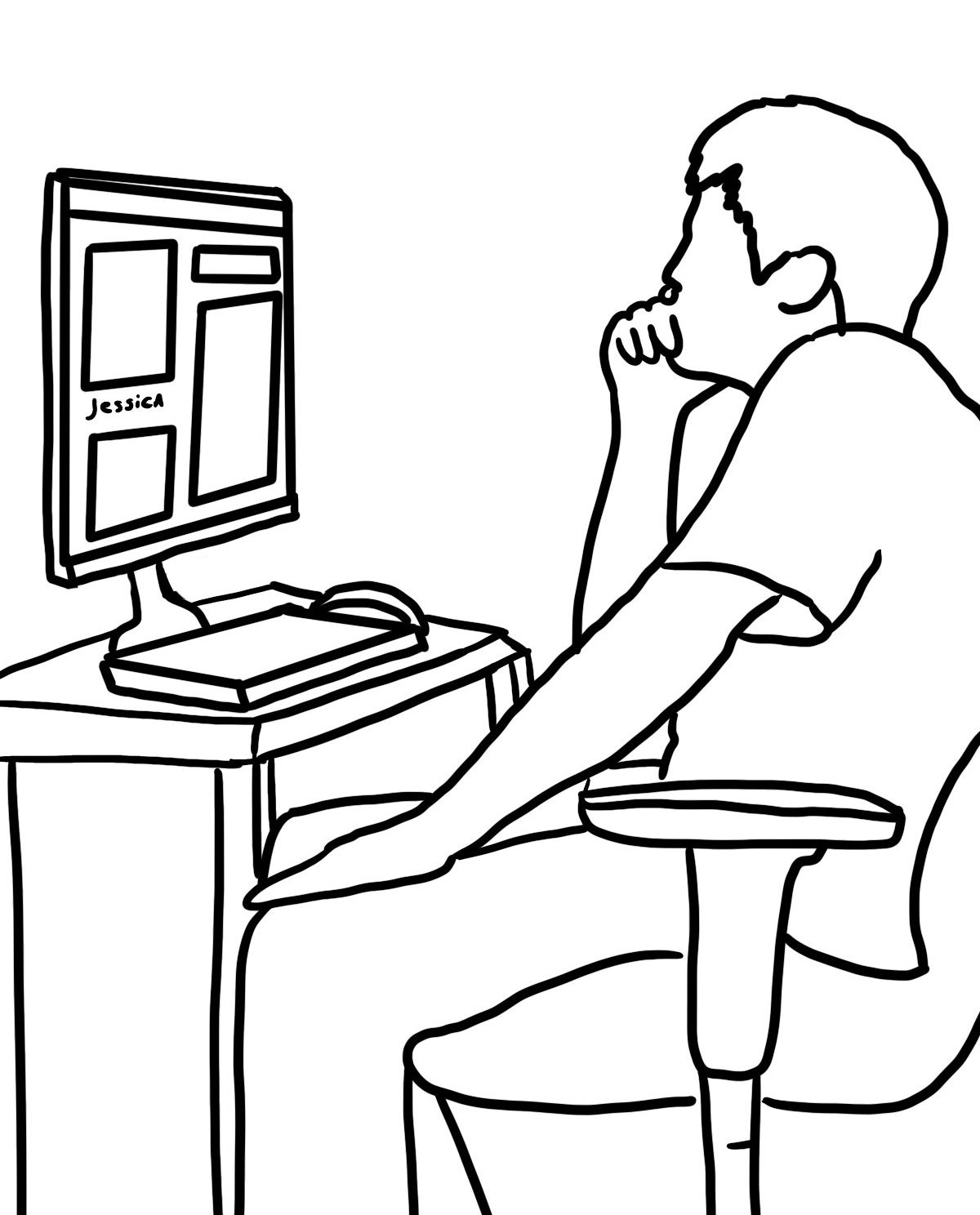 person sitting at a computer