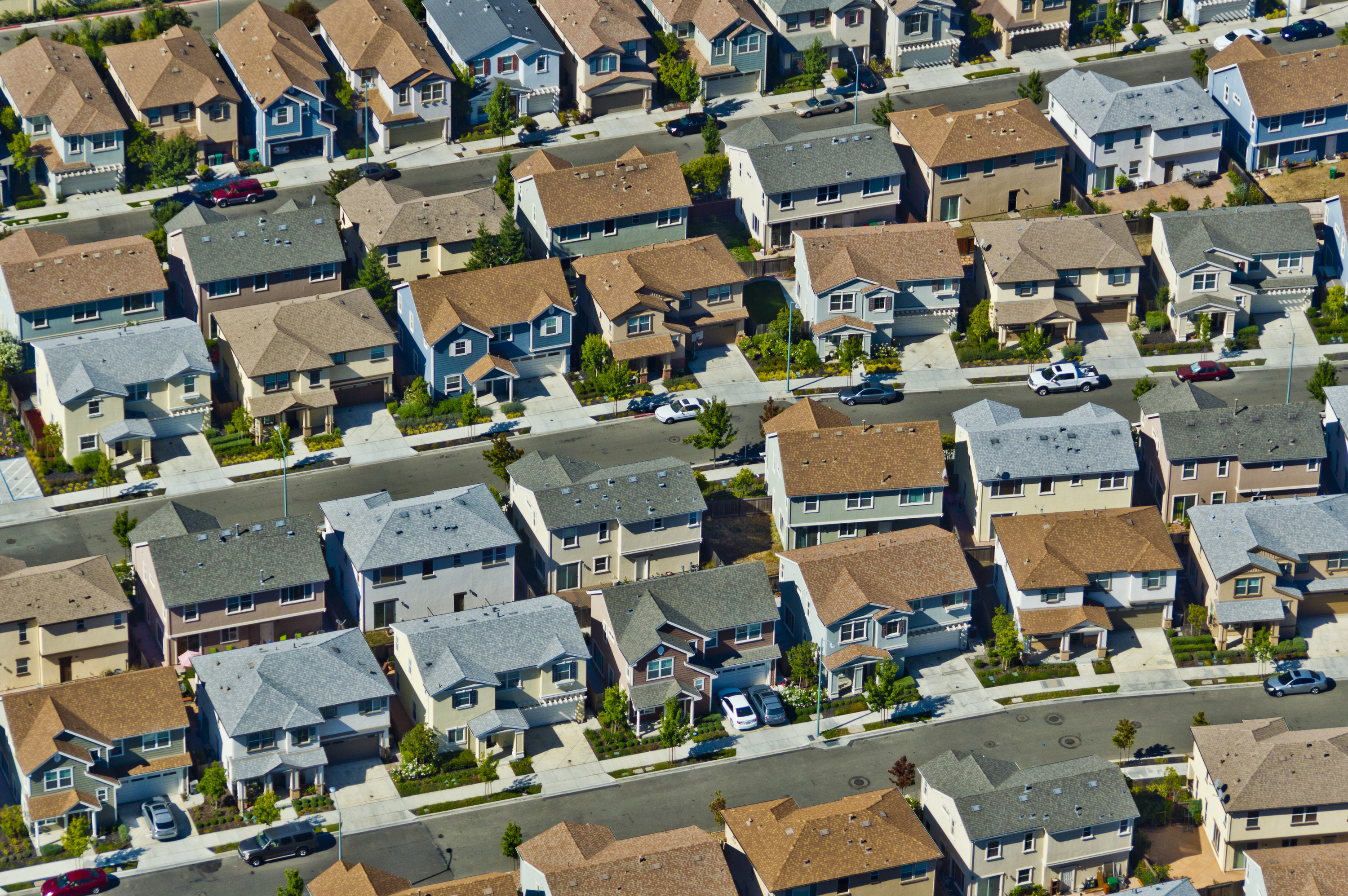 Aerial view of a new suburban neighborhood