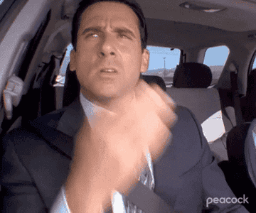 gif of Michael Scott in the office blowing kisses out the car window