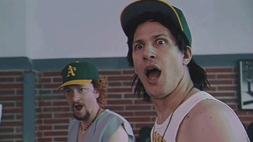 Andy Samberg looking shocked