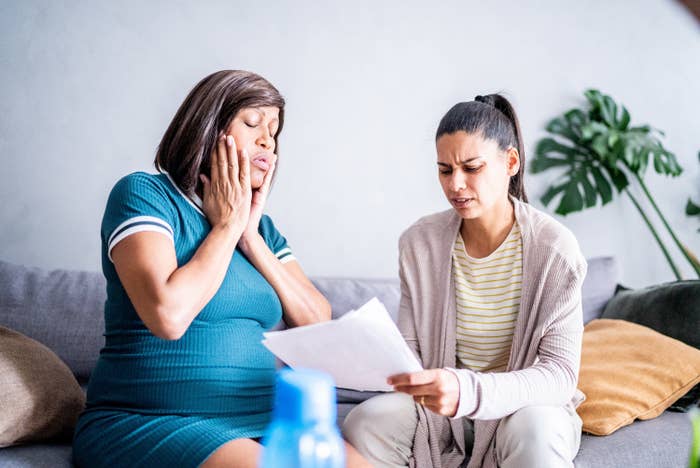 Pregnant lesbian couple worried about finances at home