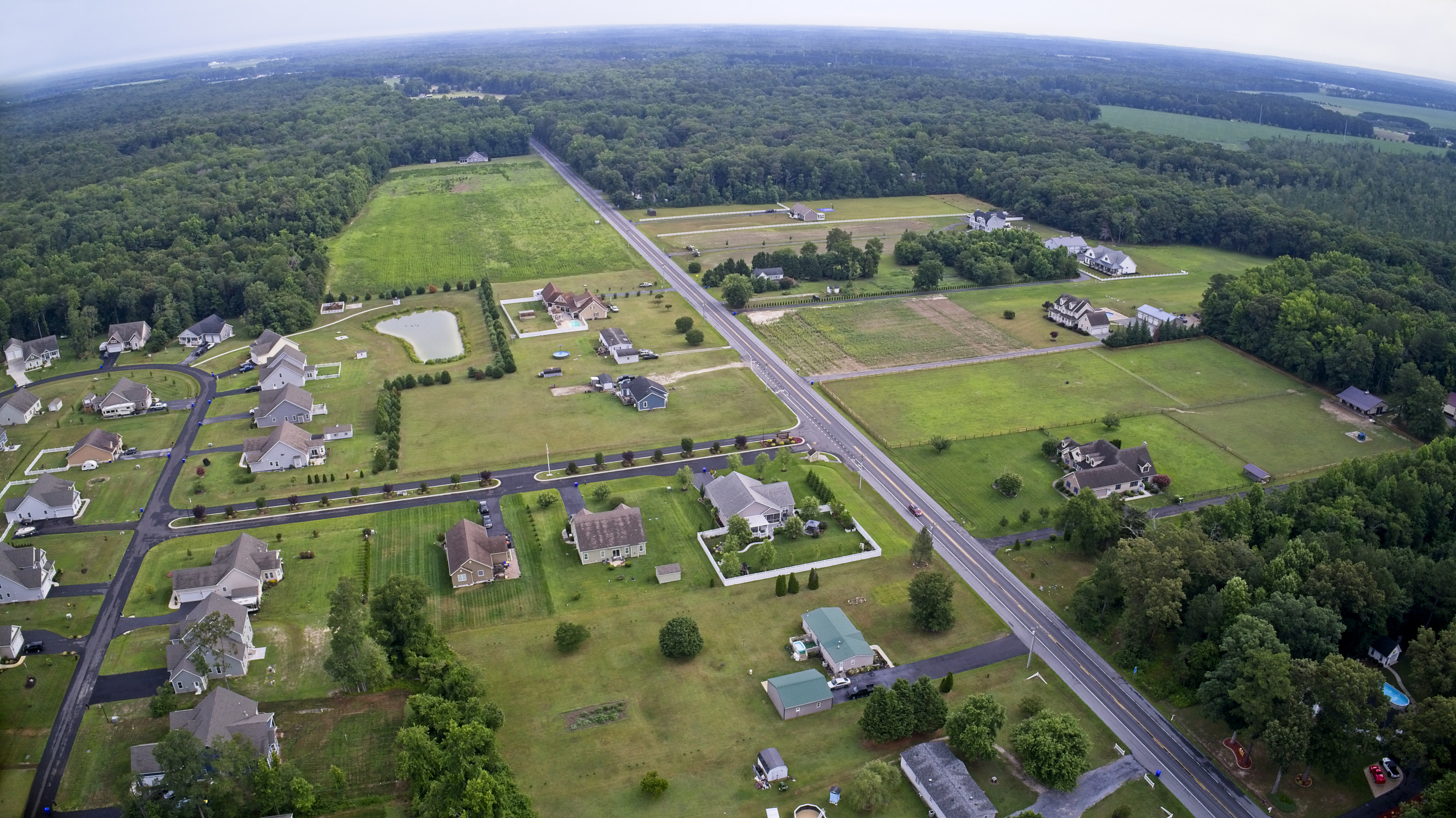 Aerial view over rural Delaware