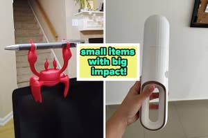 the crab holder "small items with big impact!", the handheld vacuum