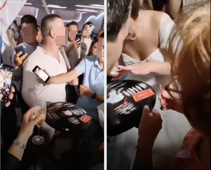 People doing cocaine in the middle of a wedding