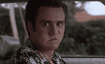 Ace Ventura chews angrily