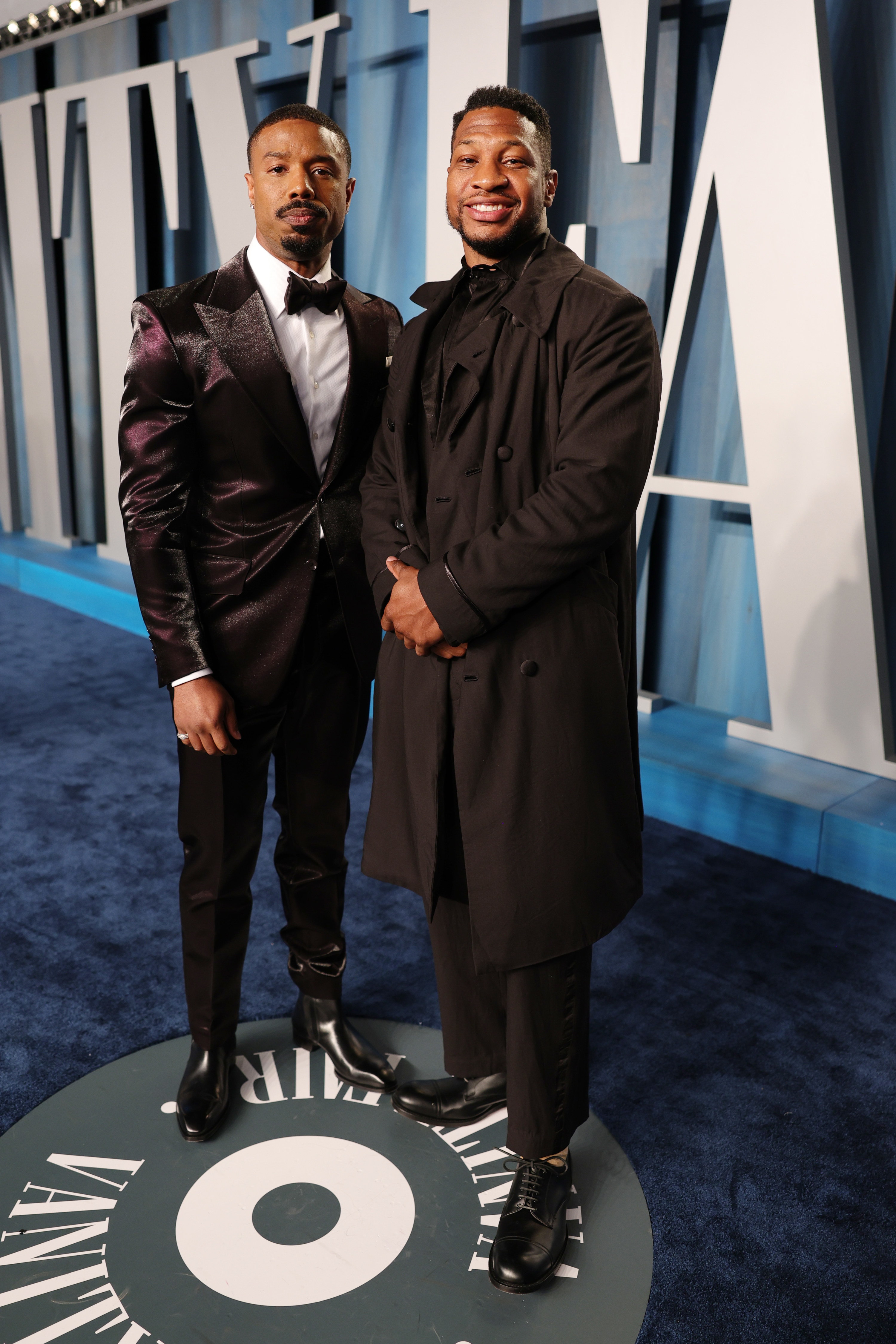 Jonathan Majors and Michael B. Jordan at the 2022 Vanity Fair Oscar Party
