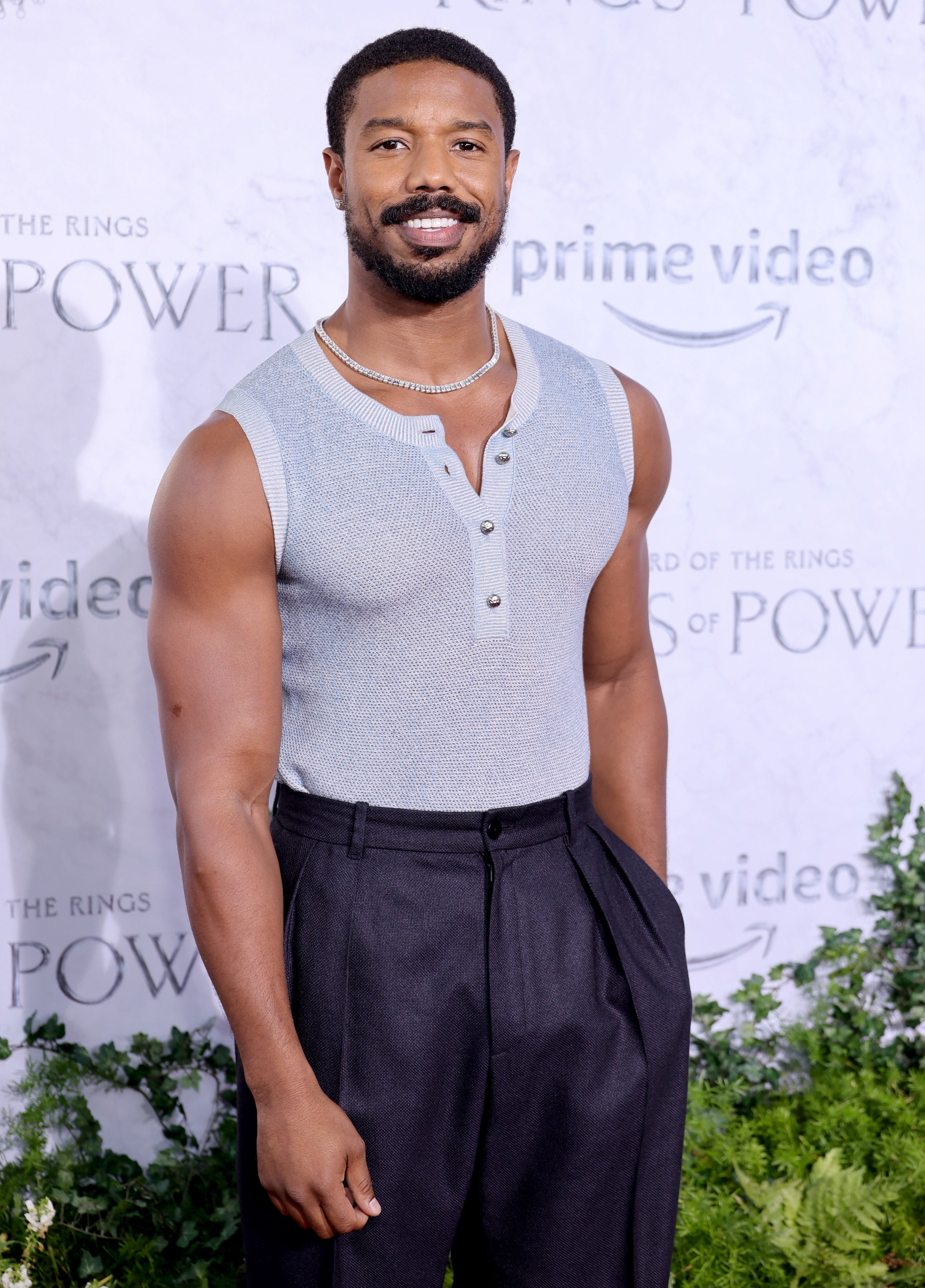 Michael B. Jordan at the premiere of The Lord of the Rings: The Rings of Power
