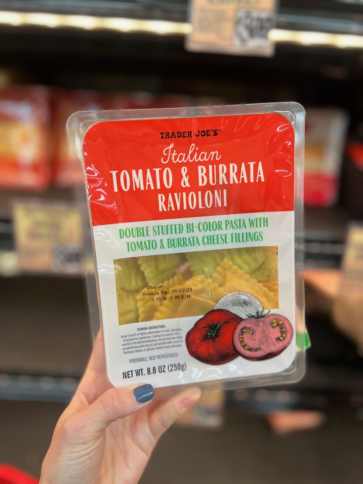 A package of Italian Tomato &amp;amp; Burrata Ravioloni: &quot;double stuffed bi-color pasta with tomato &amp;amp; burrata cheese fillings&quot;