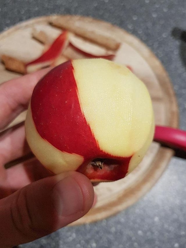 An apple that looks pixelated