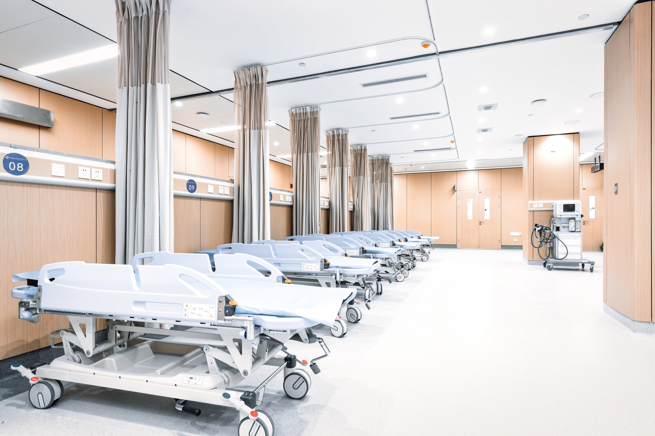Empty beds in a hospital wing
