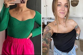 reviewers modeling shirts 