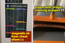 air fryer cheat sheet and broom 
