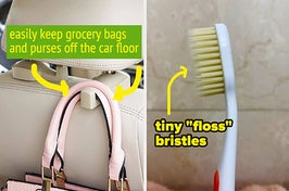 car bag hook and toothbrush 