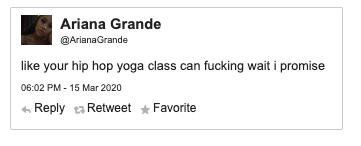 Screenshot of a tweet from Ariana Grande
