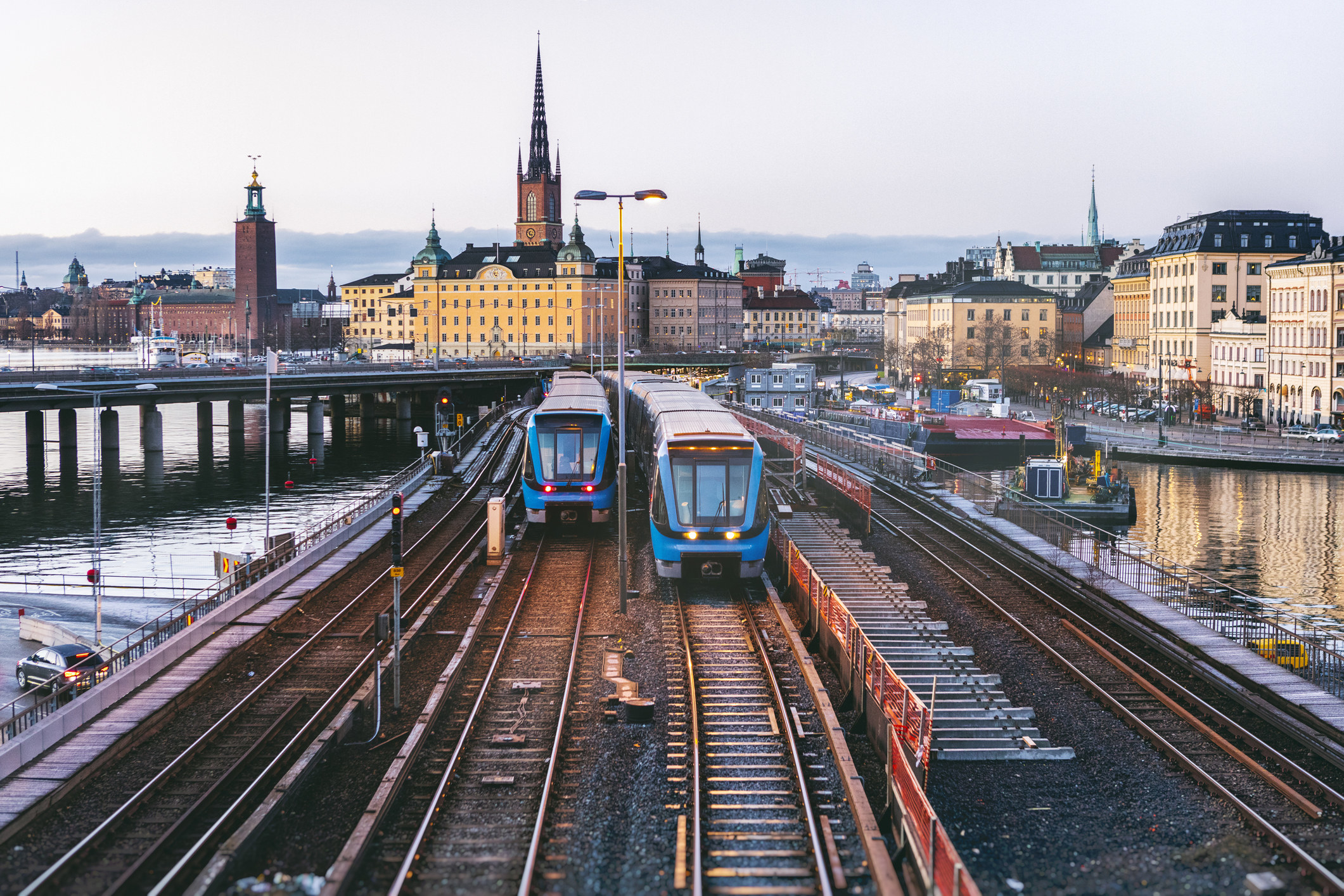 Railway tracks and trains in Stockholm