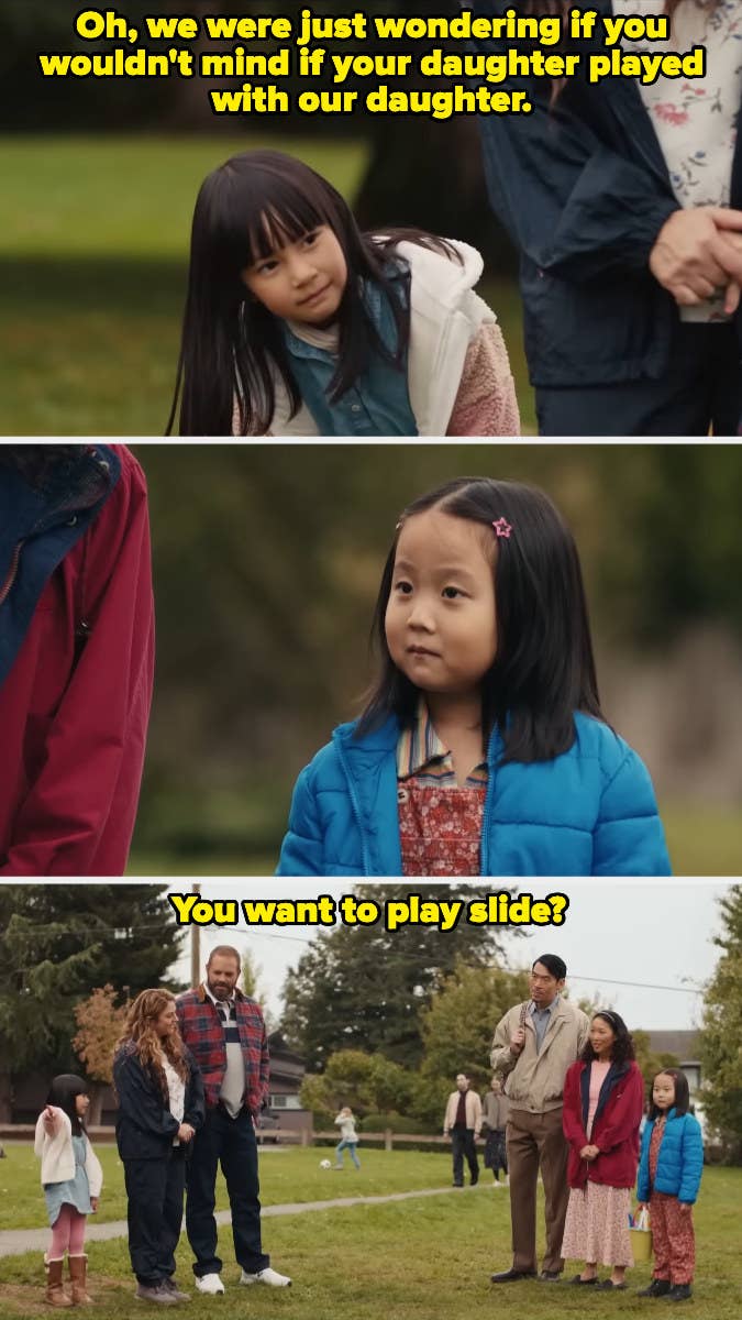 Trailer scene wherein Audrey's parents ask Lolo's parents if their daughter wants to play with Audrey