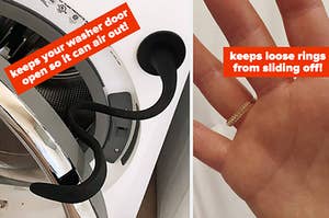 a washer door prop, a ring sizer that prevents loose bands from falling off