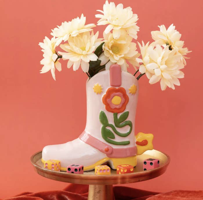 ban.do Vintage Inspired Rise and Shine Decorative Ceramic Vase