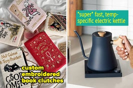 book clutch and electric kettle 