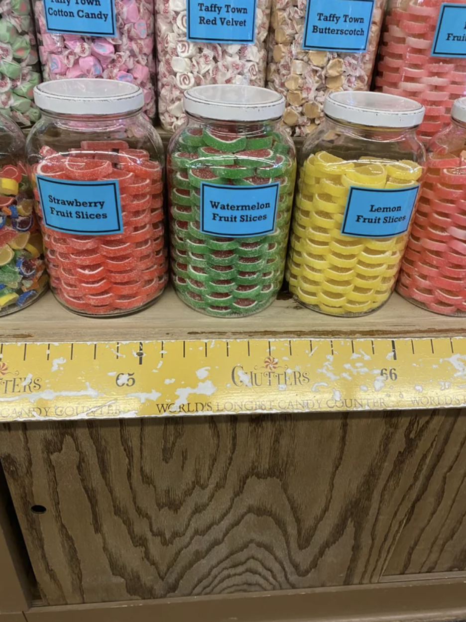 candies laid flat in the jars