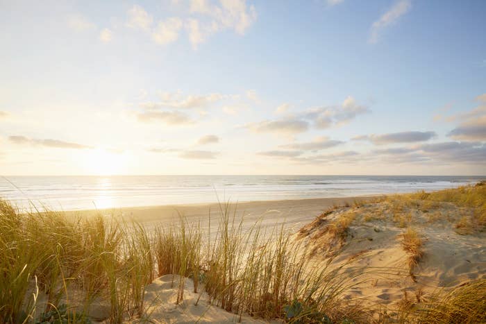 a sunrise on a beach