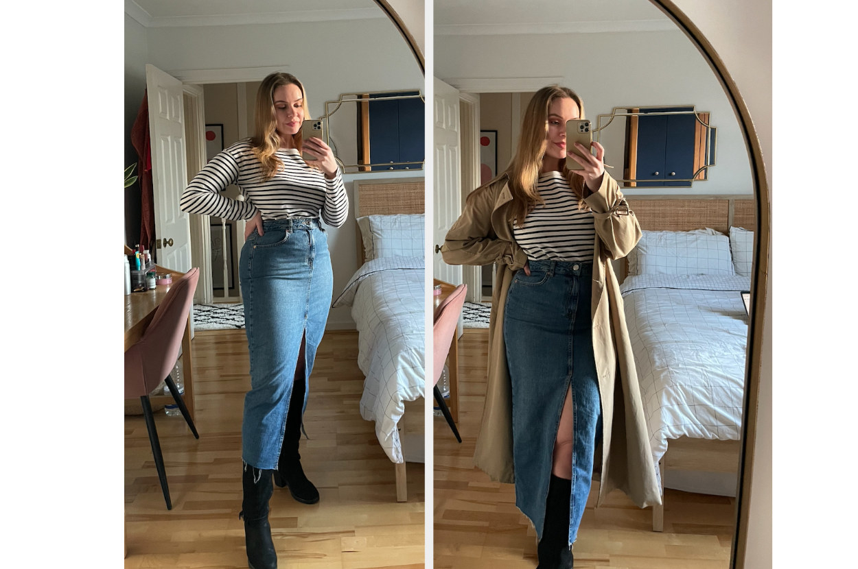 Midi skirt hot sale jeans