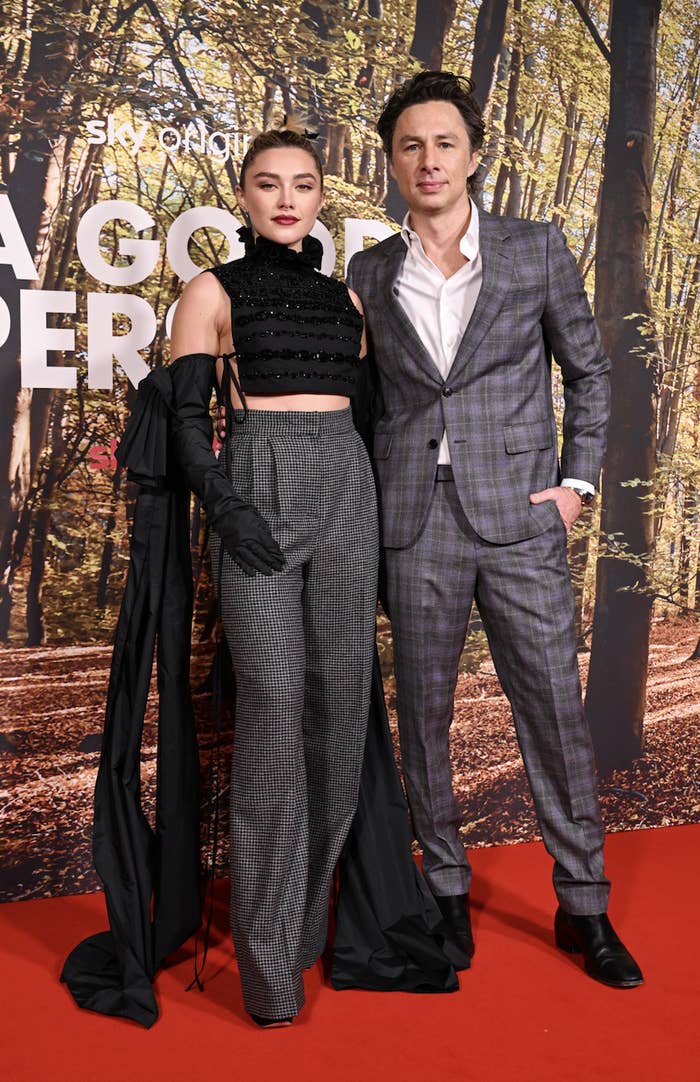 The former couple pose together for photographers at a red carpet event for their film The Good Person