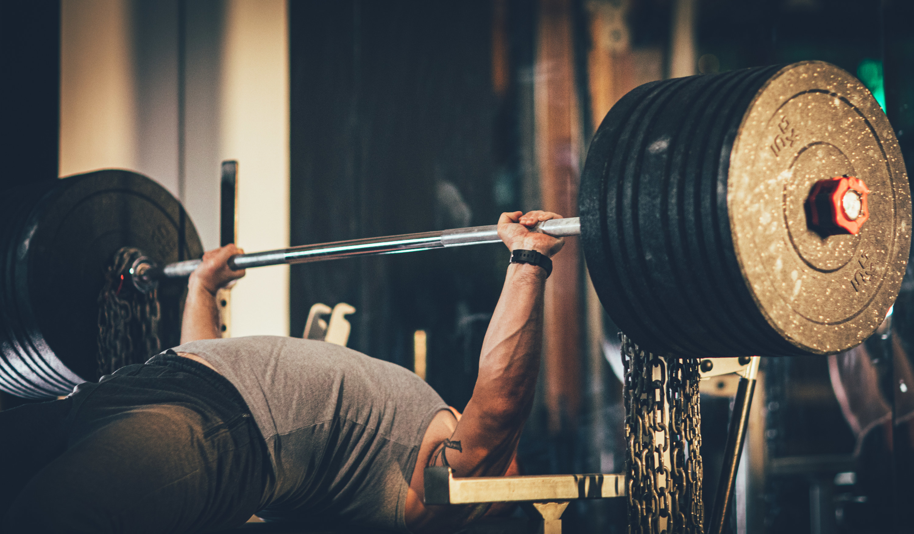 a man bench pressing