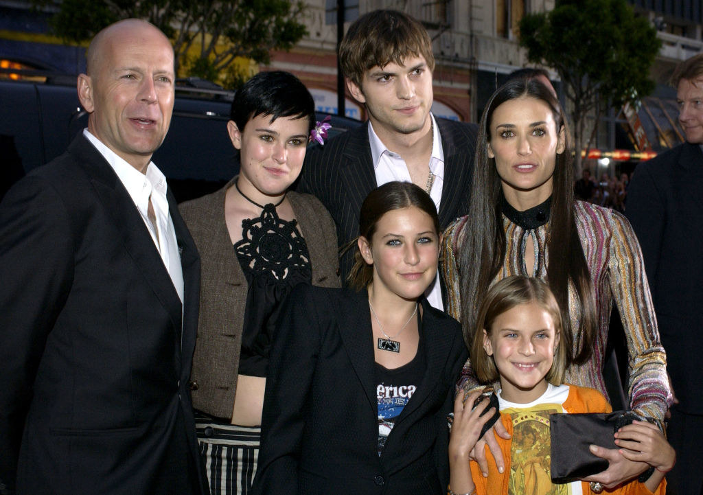 Bruce Willis with Ashton and Demi and Bruce and Demi&#x27;s three daughters
