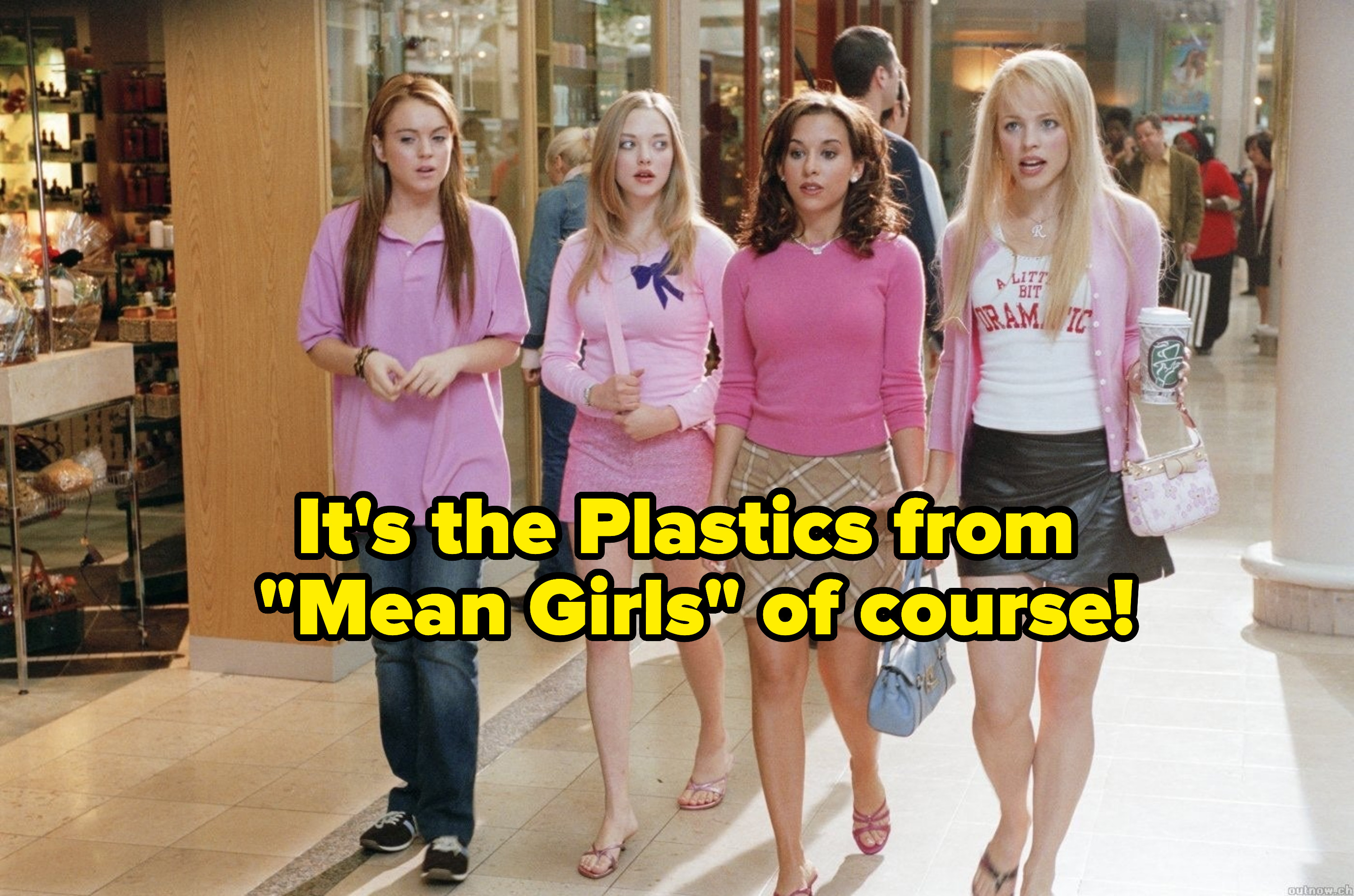 The Plastics from &quot;Mean Girls&quot; walking in a mall