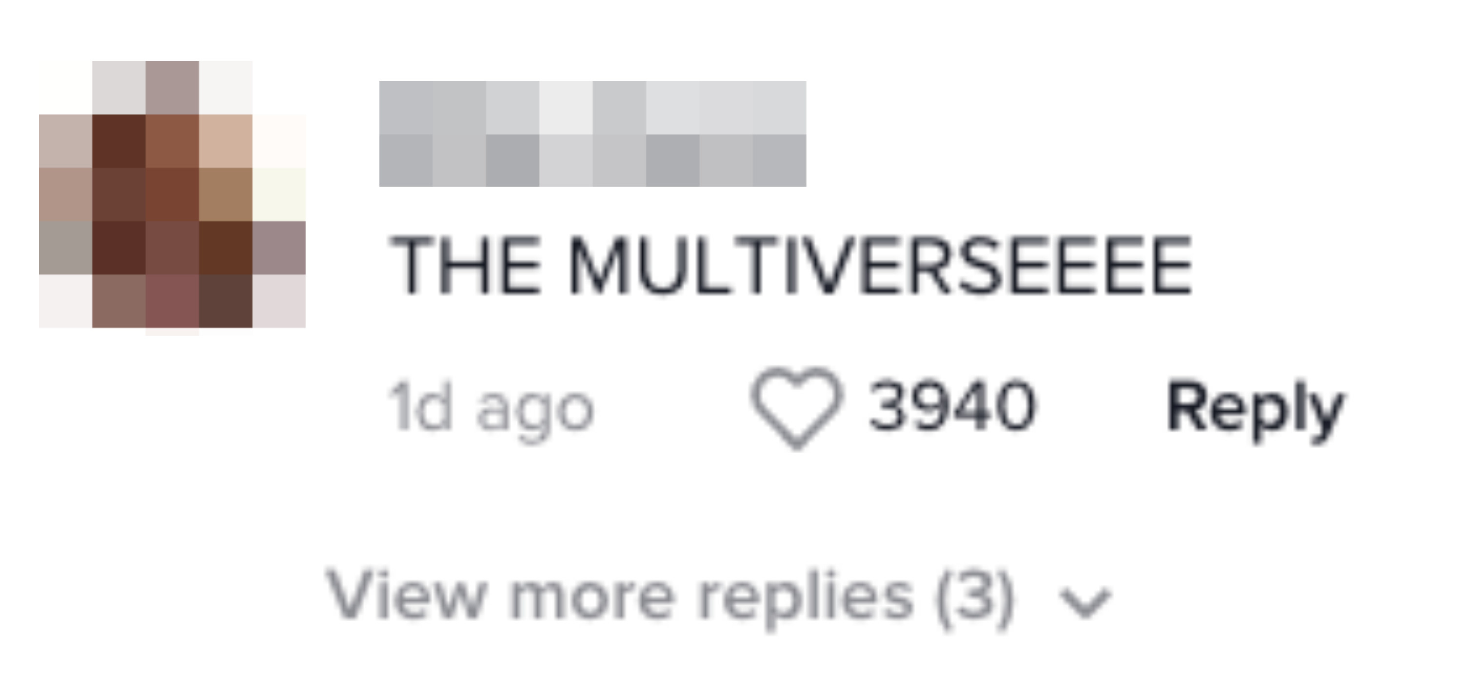A fan comments, &quot;THE MULTIVERSEEEE&quot;