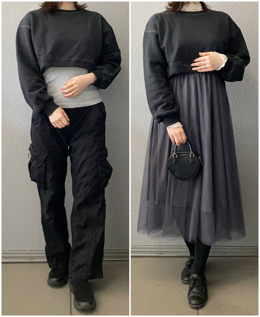 3年保証 即日出荷 ニコアンド/クロップドスウェットプルオーバー