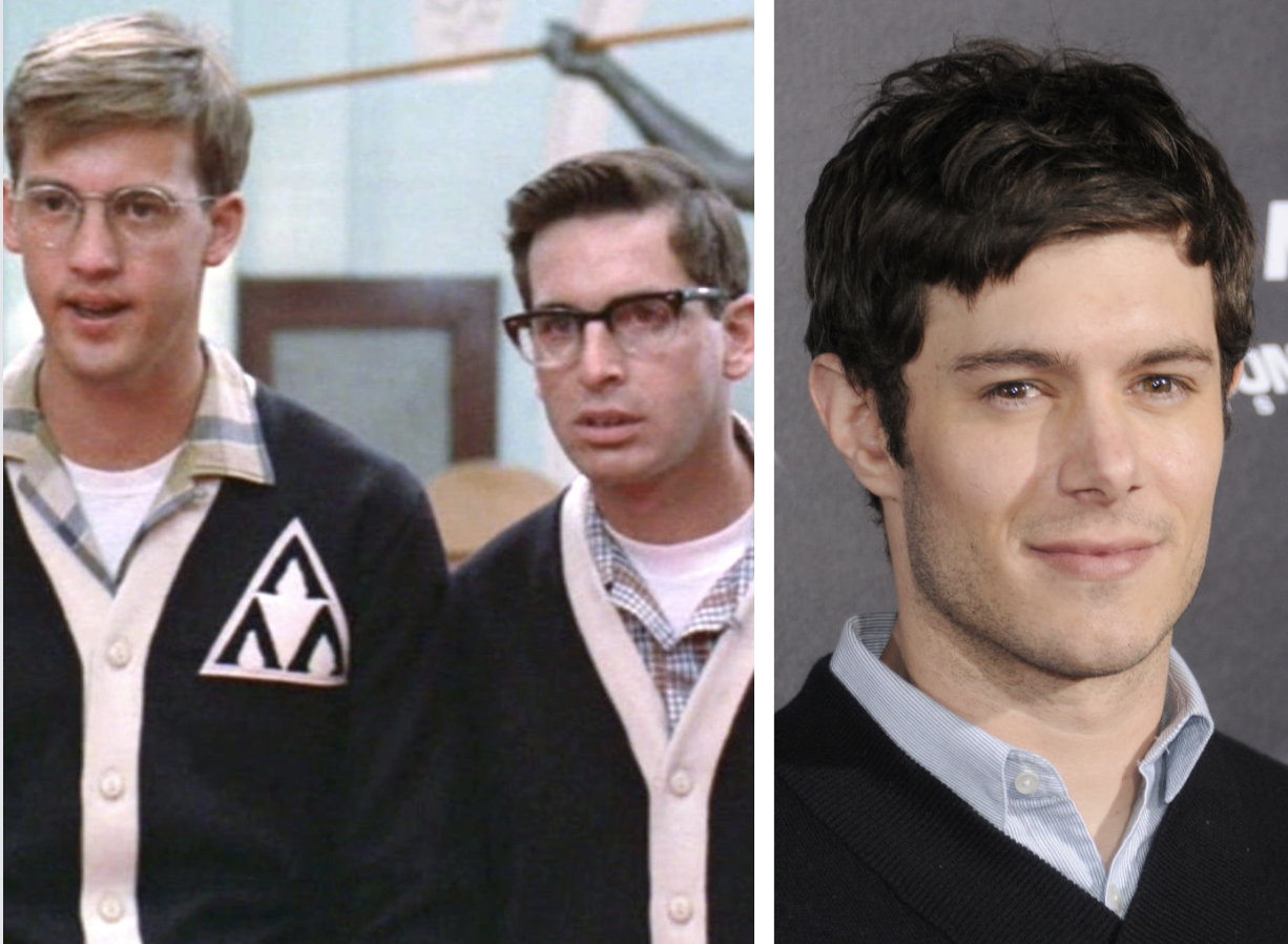 on the left a still from the original revenge of the nerds film on the right an image of adam brody