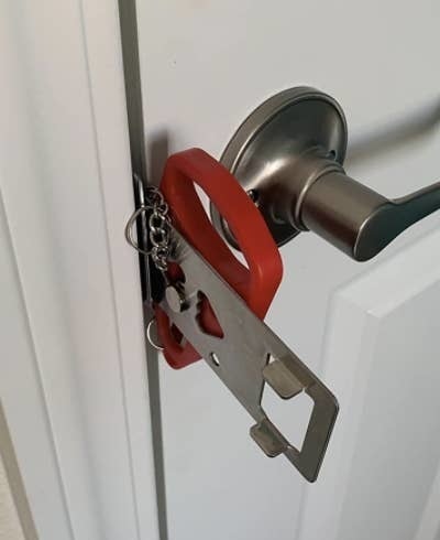 reviewer&#x27;s manual lock in the crack of a door