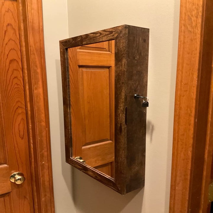 Reviewer's mirror cabinet mounted on wall
