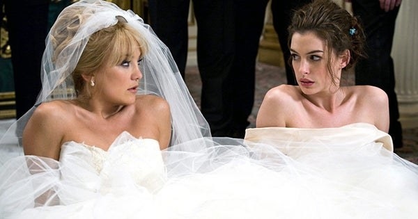kate hudson and anne hathaway in their gowns in &quot;Bride Wars&quot;