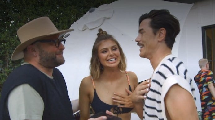 Raquel's friend Brad, Raquel, and Sandoval talking and laughing